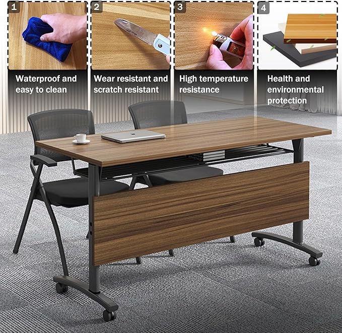 Folding Conference Table, Mobile Office Conference Room Tables - Image 7