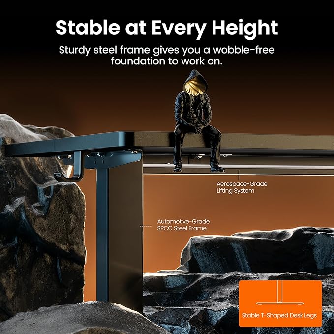 Ergear Height Adjustable Electric Standing Desk, 63x 28 Inches Sit Stand up Desk - Image 4