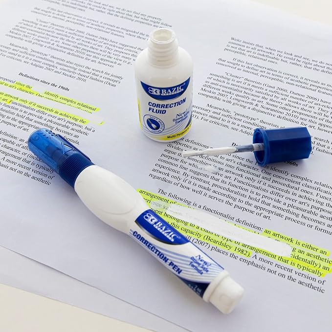 BAZIC Products Correction Fluid, Soft Bristle Brush & Precise Metal Tip - Image 3