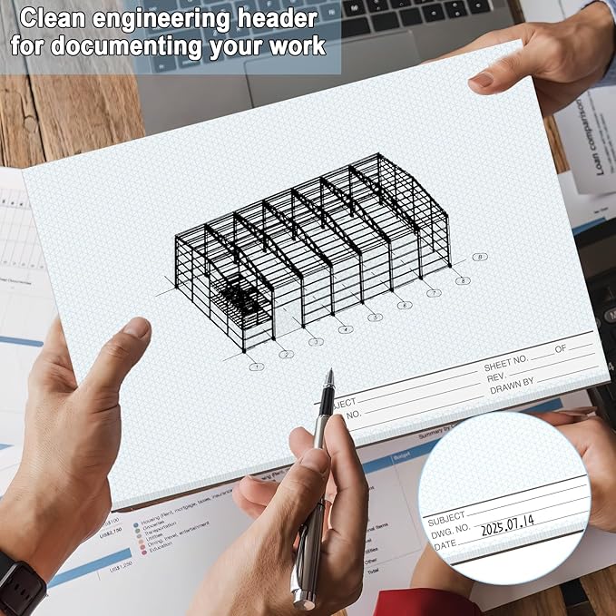1 Pack 50 Sheets 22" x 17" Isometric Graph Paper Pad Landscape - Image 4