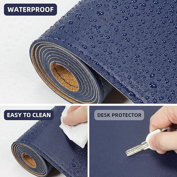 AFIING Dual-Sided Desk Pad, Natural Cork & PU Leather Large Mouse mats - Image 4
