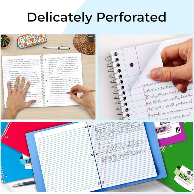 Rosmonde 50 Pack, 1 Subject Spiral Notebook College Ruled Bulk, 140 Pages - Image 4