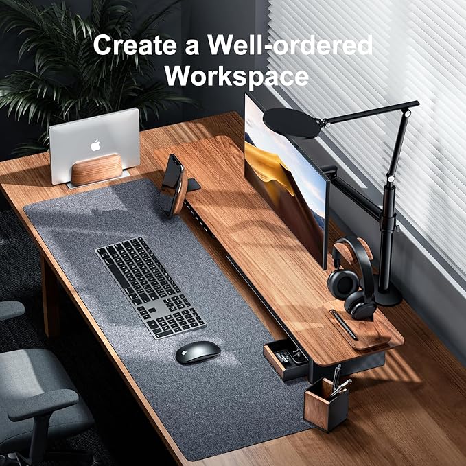 UPERGO Walnut Desk Tray with Pen Holder Set, Natural Wooden Desk Drawer - Image 5