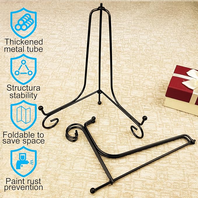 HENABLE 4PCS Premium Black Iron Plate Stands - Image 5