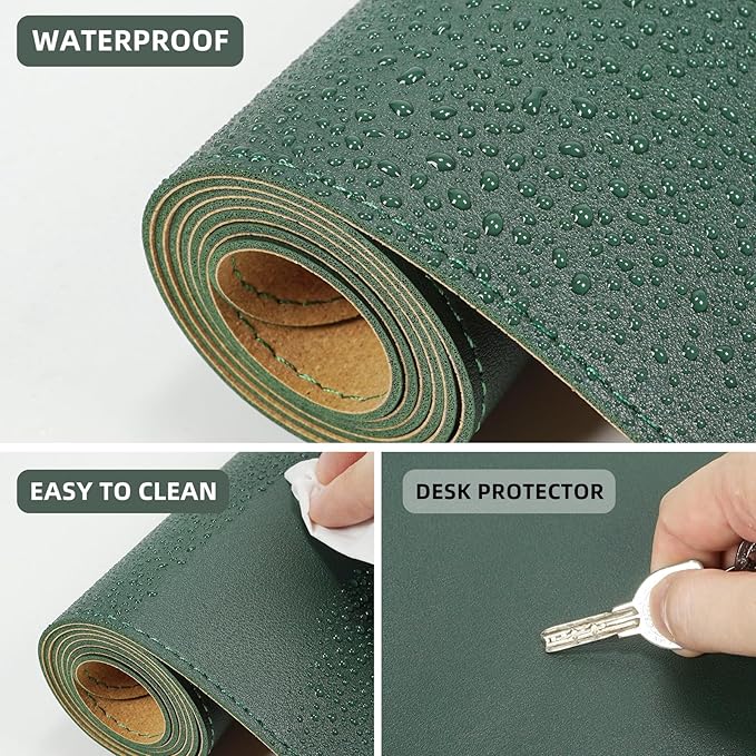 AFIING Dual-Sided Desk Pad, Natural Cork & PU Leather, Desk Mat Protector - Image 4