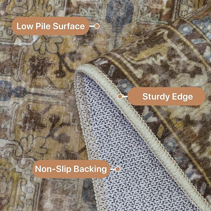 GENIMO 2'6''x6 Runner Rugs for Hallway, Machine Washable Non Slip Vintage Rugs - Image 5