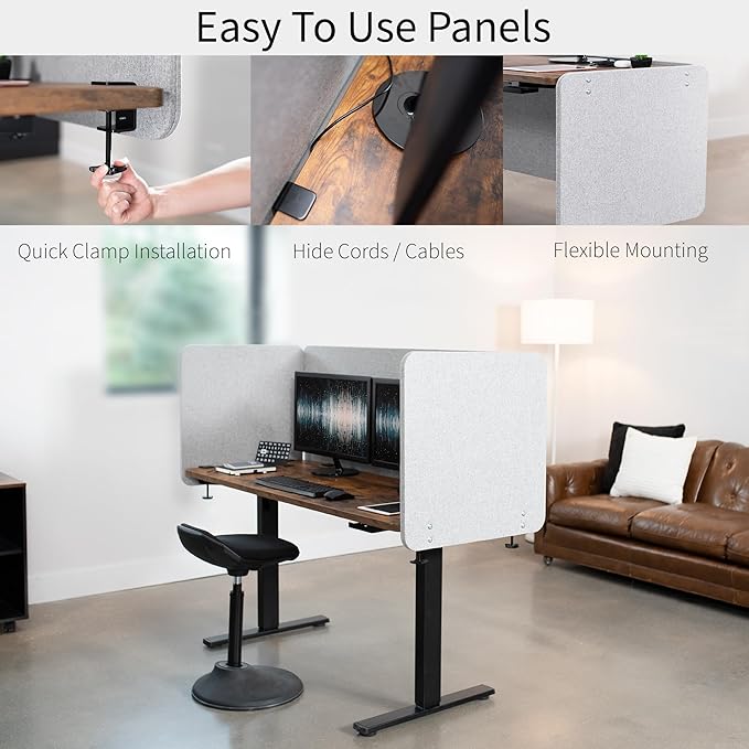VIVO Clamp-on/Screw-on 24 x 24 inch Privacy Panel, Sound Absorbing Cubicle Desk - Image 9
