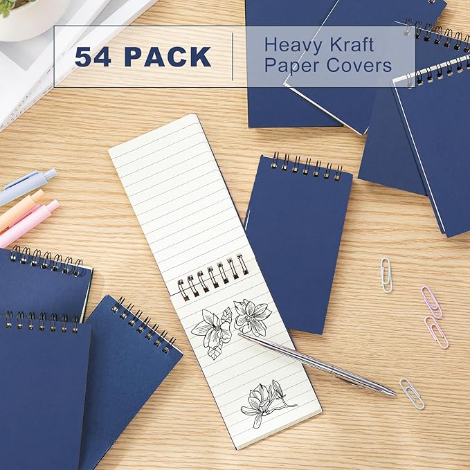 Tenceur 54 Pcs Pocket Notebook Bulk Small 3x5 Inch Spiral Notepads Mini Top - Image 3
