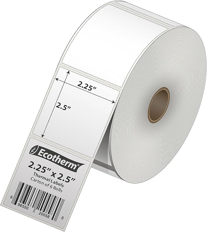 2.25" x 2" Thermal Labels | 6 Rolls | 8220 Labels | fits Zebra, Offnova Thermal - Image 2