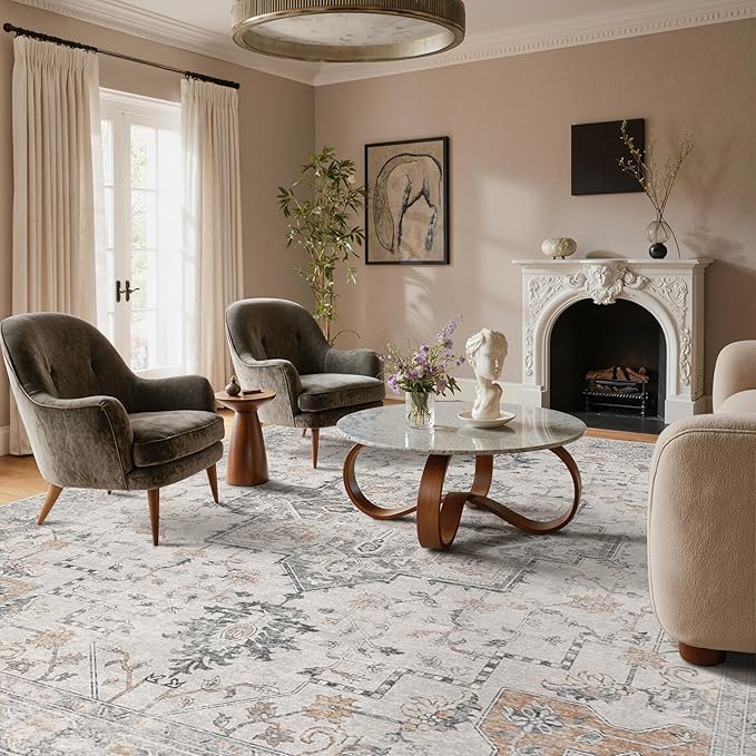 GENIMO 10x14 Area Rugs for Living Room, Non Slip Machine Washable Vintage Rugs - Image 8