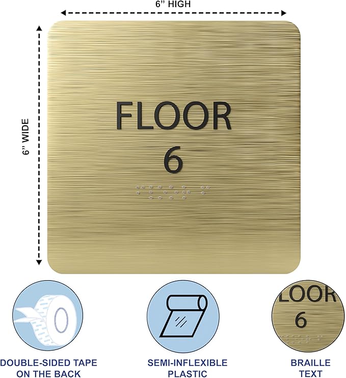 Grey w/White ADA Floor 6 Sign - Image 3