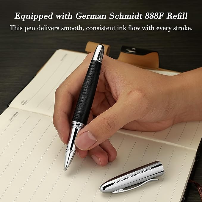 BEILUNER 318 Luxury Personalized Leather Pen, Hand-Stitched Premium Black - Image 7