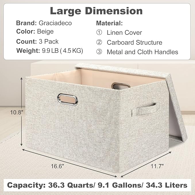 Graciadeco Large Quart Collapsible Stackable Storage Bins - Image 2