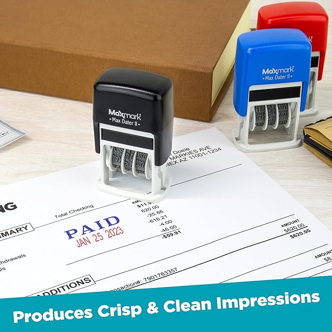 MaxMark Self-Inking Rubber Date Office Stamp - Image 4