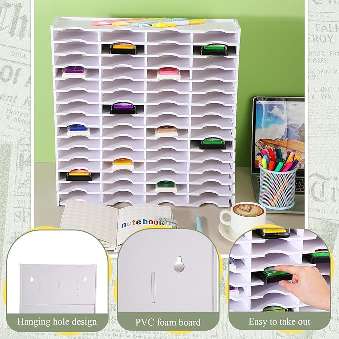 Sunnychicc 1 Pack 60 Grids Ink Pad Storage Holder Stamp Organizer, Ink Pad - Image 4