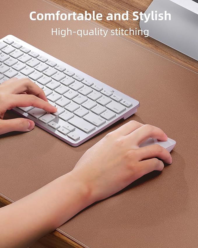Leather Desk Pad Protector, Mouse Pad, Office Desk Mat, Non-Slip PU Leather - Image 3