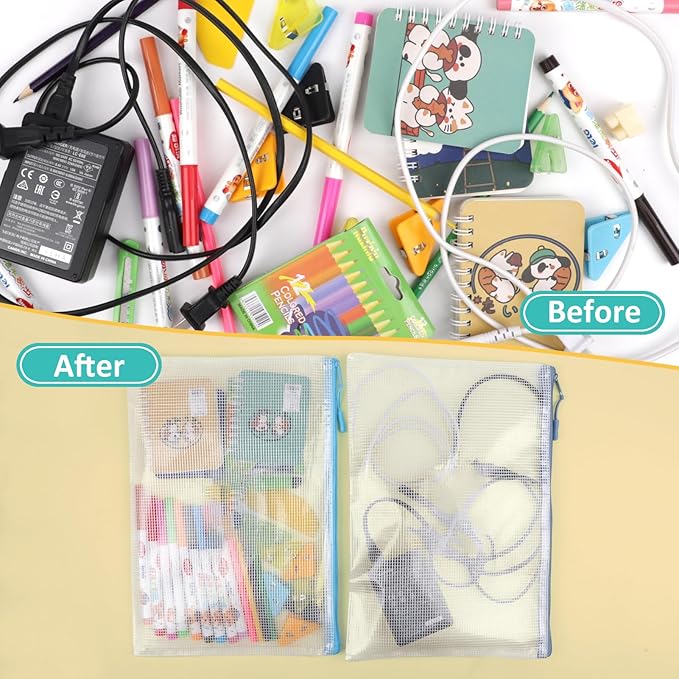 YOPCDJ 12pcs Mesh Zipper Pouch Bags, A4 Puzzle Bag - Image 5