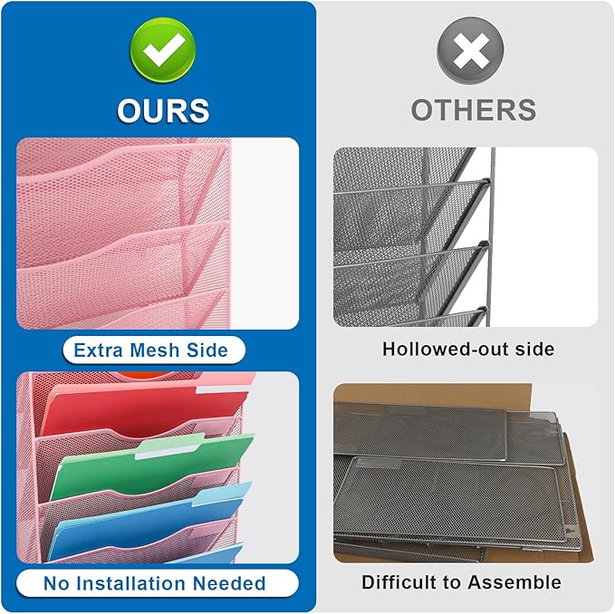 EASEPRES 8 Pocket Mesh Hanging Wall File Organizer, Wall Mounted Mail Paper - Image 5