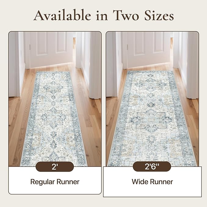 GENIMO Runner Rug 2'6''x10, Non Slip Vintage Hallway Runner Rugs, Low Pile - Image 8