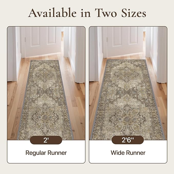 GENIMO 2'6''x8 Runner Rugs for Hallway, Machine Washable Non Slip Vintage Rugs - Image 3