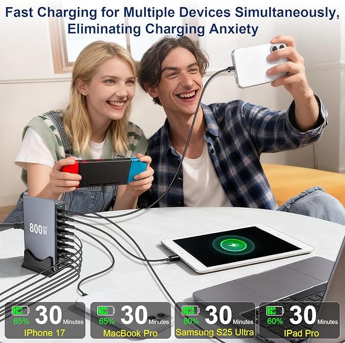 800W USB C Fast Charger Block, Dual PD3.1 140W 10 Port USB Charging Station - Image 4