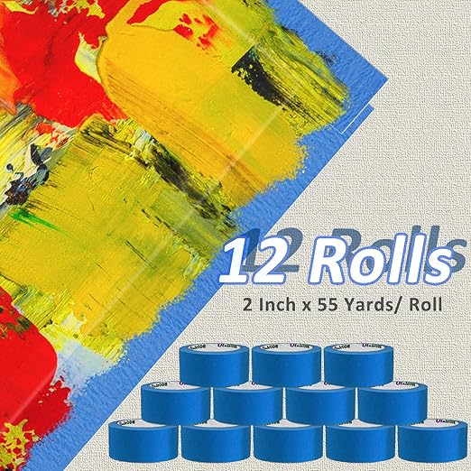 Oleitodh 12 Rolls Blue Painters Tape Bulk 2 inch x 660 Yards, Painters Masking - Image 8