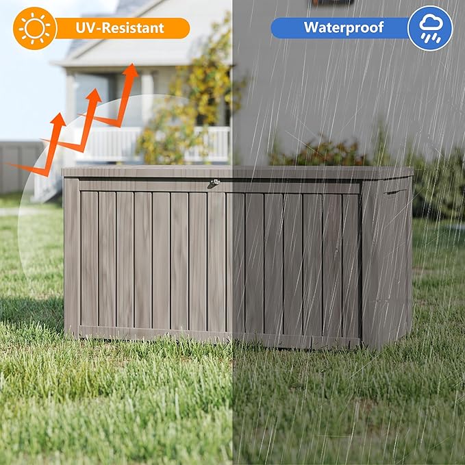 Yardgrace 270 Gallon Outdoor Storage Box Waterproof, Resin Deck Boxes - Image 2