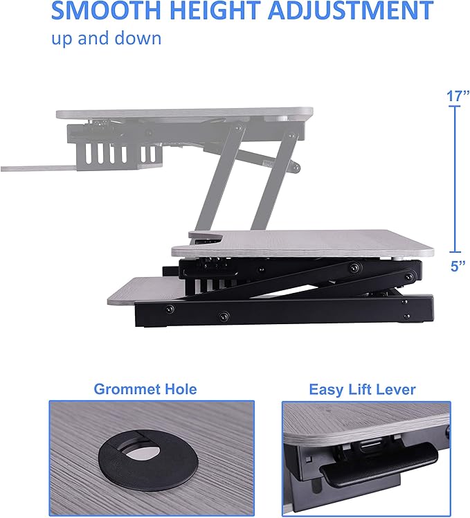 Rocelco 37.5" Deluxe Height Adjustable Standing Desk Converter - Image 2