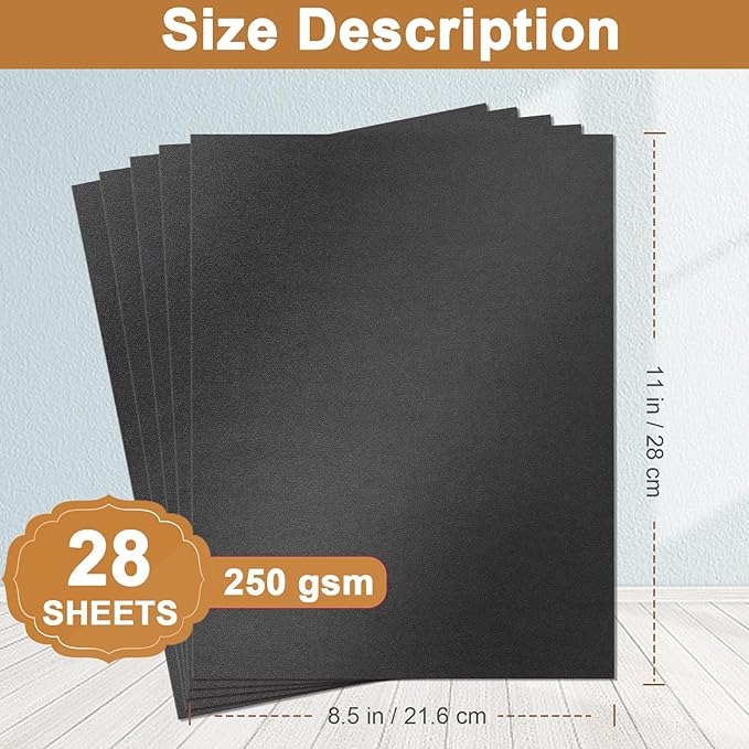 Silunkia 28 Sheets Shimmer Black Cardstock 8.5 x 11 Heavyweight Paper, - Image 2