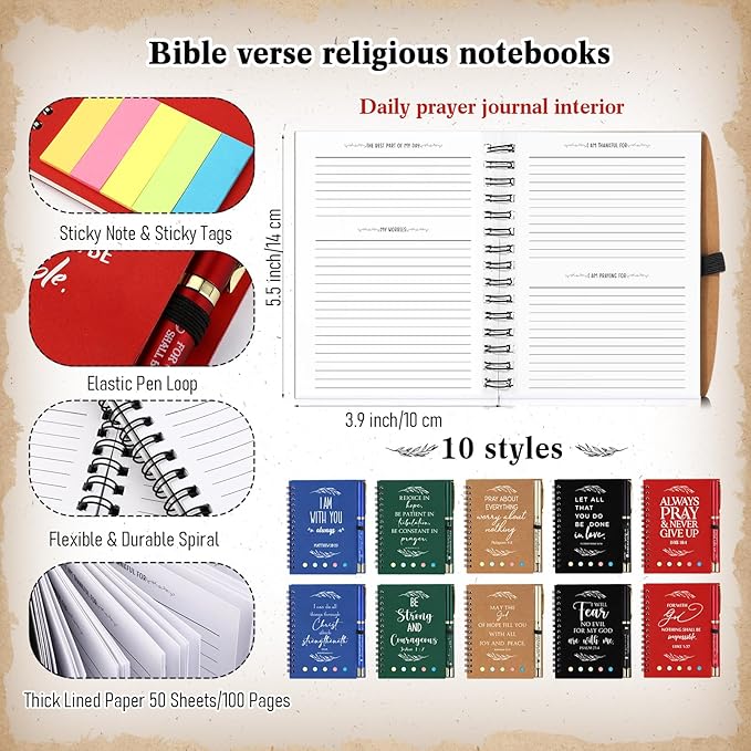 Spakon 50 Set Valentine's Day Christian Gifts Bulk Church Sticky Note Spiral - Image 2