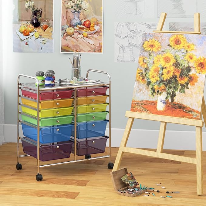 Giantex 12 Drawer Rolling Storage Cart Tools Scrapbook Paper Office School - Image 2