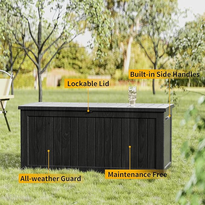 Decksplore 270 Gallon Outdoor Storage Box Waterproof Lockable Resin Deck Box - Image 8