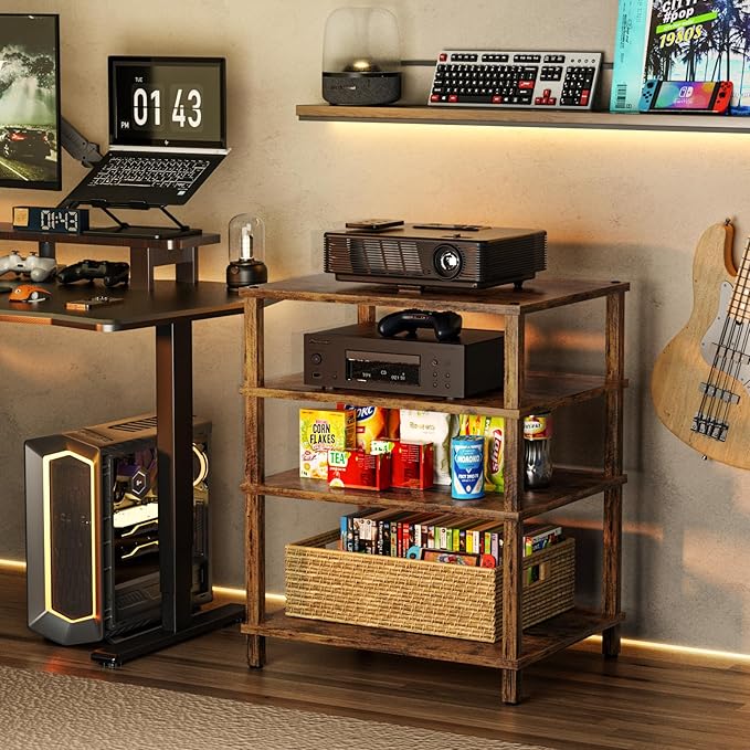 4-Tier AV Media Player Stand, Modern Stereo Cabinet, Wooden TV Stand, Game - Image 8