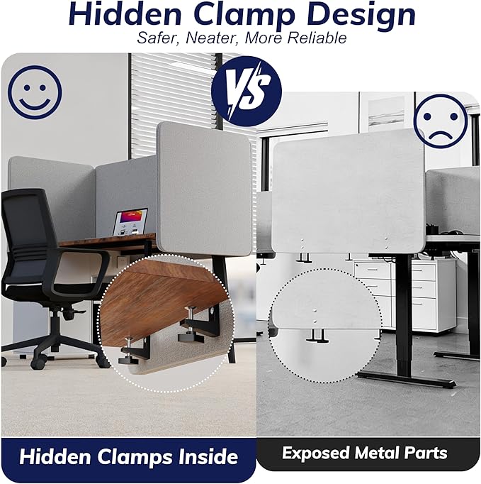 KERRAM Desk Privacy Panel 24 x 60 Inch, Sound Absorbing & Proof Desk Divider - Image 3