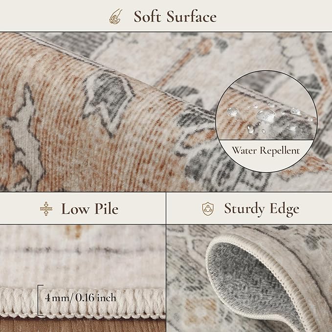 GENIMO 8x10 Area Rugs for Living Room, Machine Washable Non Slip Vintage Rugs - Image 7