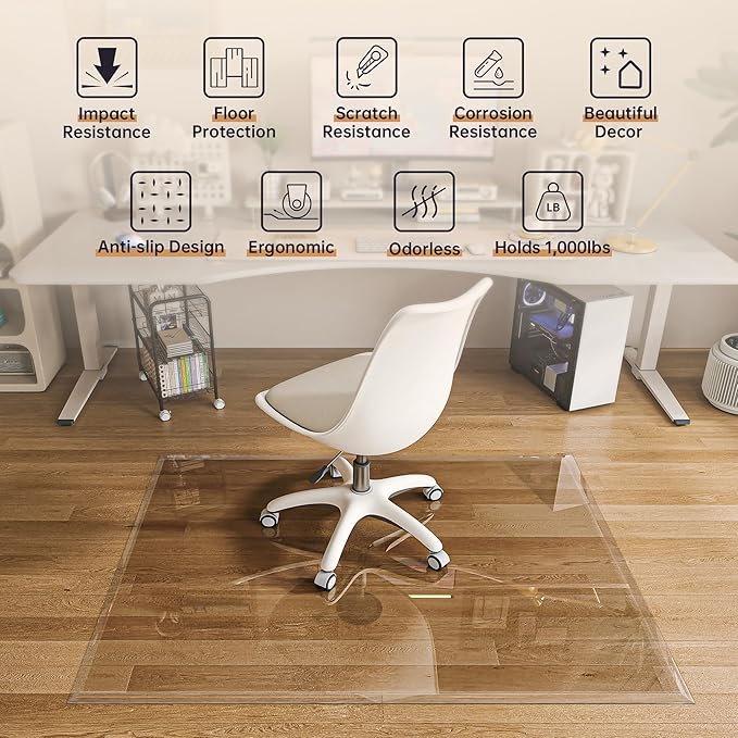 36“ x 36” Beveled Edge Glass Chair Mat - Image 4