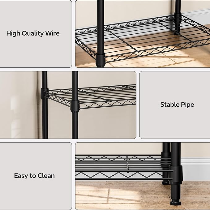 M MZG 4 Tiers Shelf Metal Storage Shelves Wire Rack Closet Organizers - Image 4