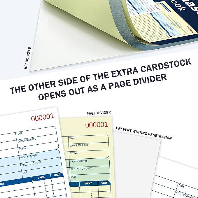 200 Sets Purchase Order Book 5-9/16 x 8-7/16 Inches 2 Part Carbonless Copy - Image 5