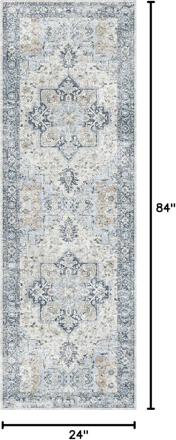 GENIMO Runner Rug 2x7, Machine Washable, Non Slip Vintage Hallway Runner Rug - Image 2