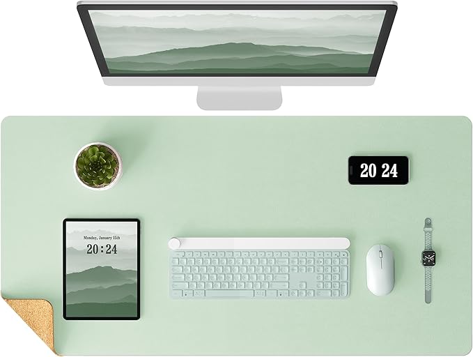 Aothia Double-Sided Desk Pad – 25.6"x13.7" Large Mouse Pad, Leather Desk Mat by AothiaSimpleNaturalUnique
