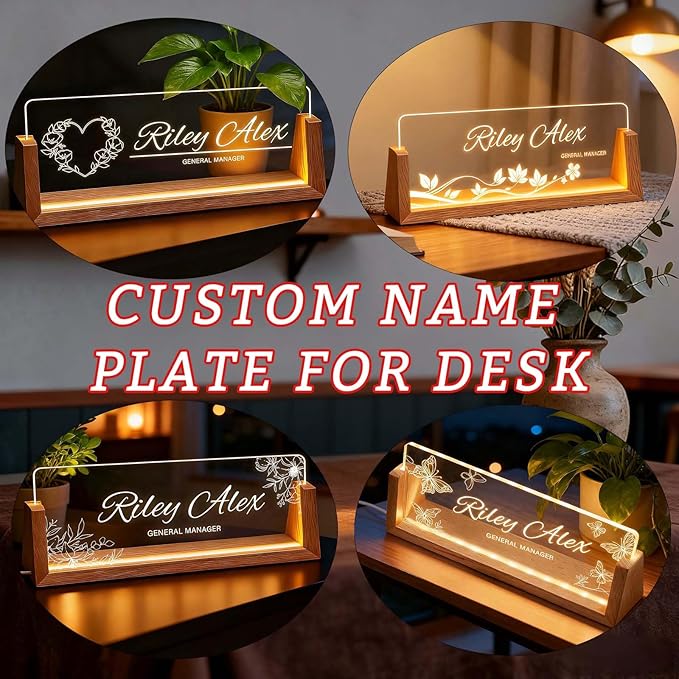 Custom Desk Name Plate Personalized, Light Up Office Acrylic Name Sign - Image 4