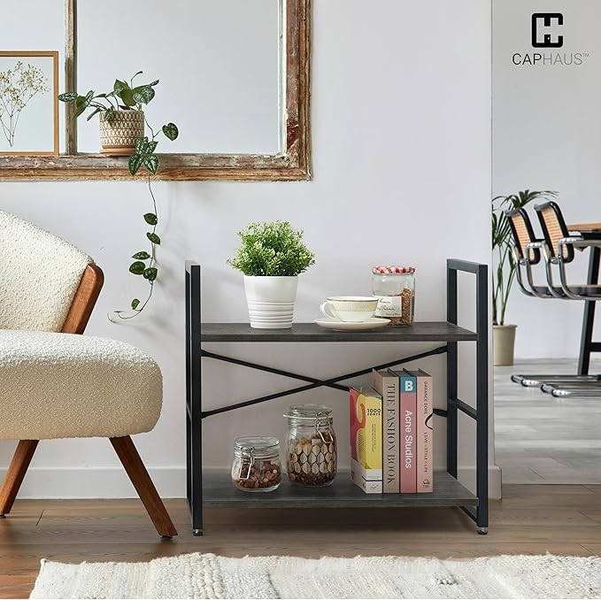 CAPHAUS 3 Tier Small Bookshelf, 24 Inch Width Free Standing Shelf, Bookcase - Image 4