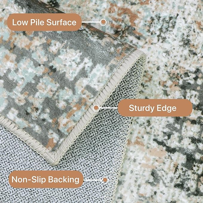 GENIMO Washable Area Rugs for Living Room, 8x10 Modern Non Slip Rugs, Low Pile - Image 9