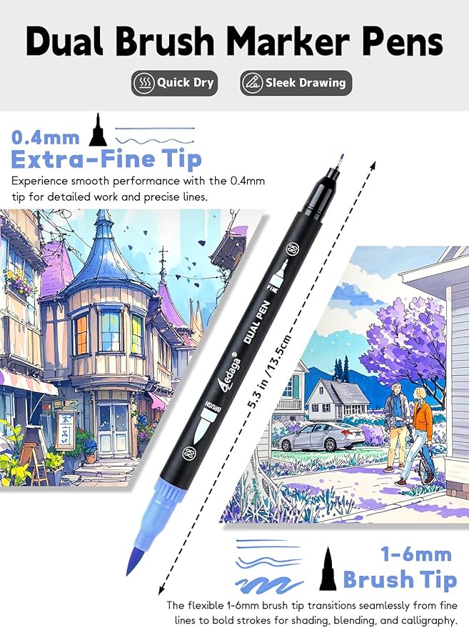 AEDAGA 120 Colors Numbered Dual Tip Brush Pens - Image 2