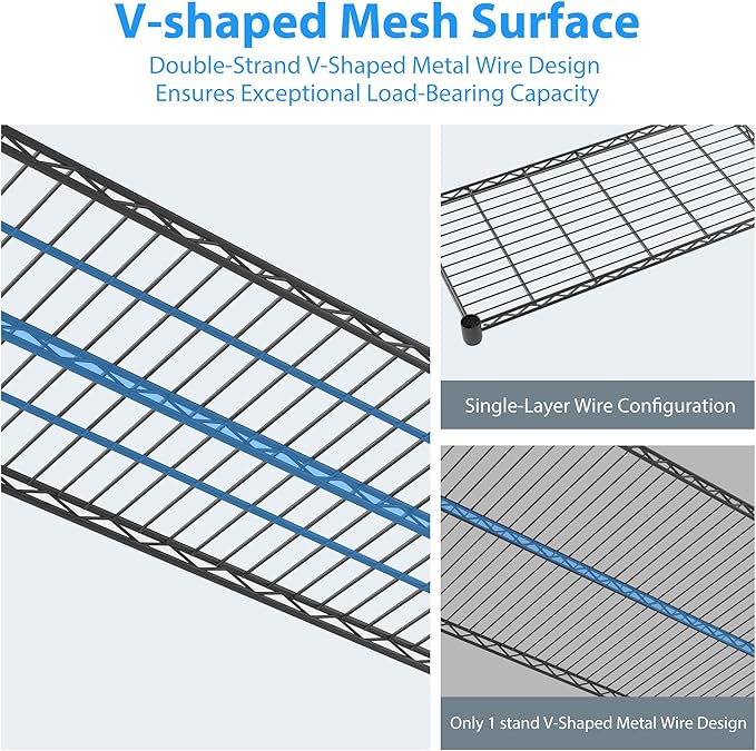 Homdox 4 Tier Heavy Duty Metal Wire Shelving - Image 8