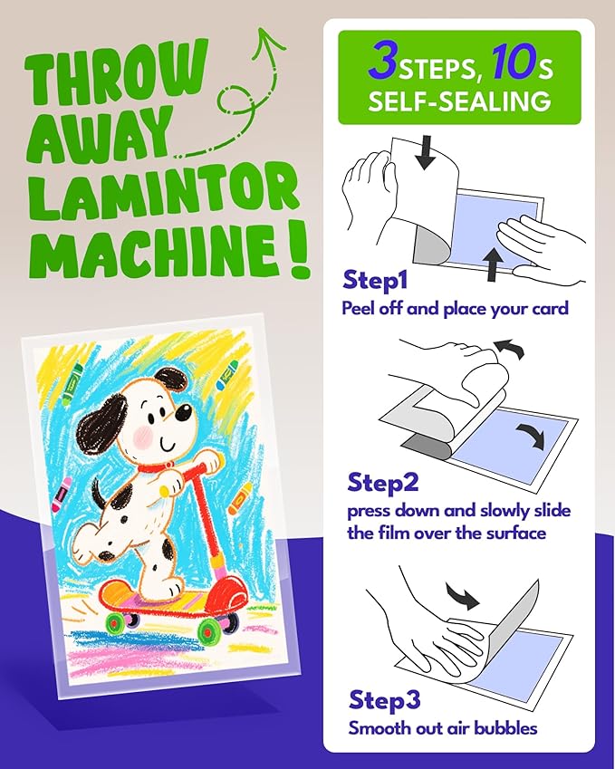 Uinkit 4mil Thicker Self-Adhesive Laminating Sheets, No Heat Needed - Image 5