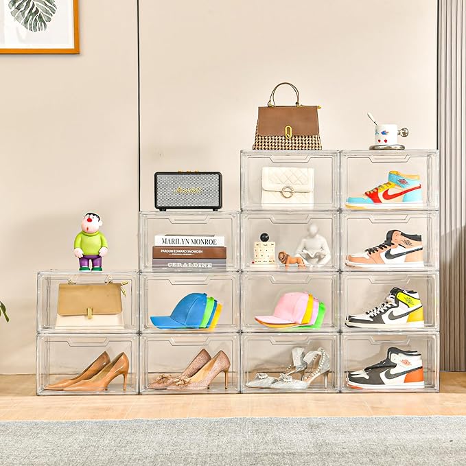 KOKOIN Magnetic Acrylic Clear Shoe Boxes – 360° Transparent Stackable Sneaker - Image 5