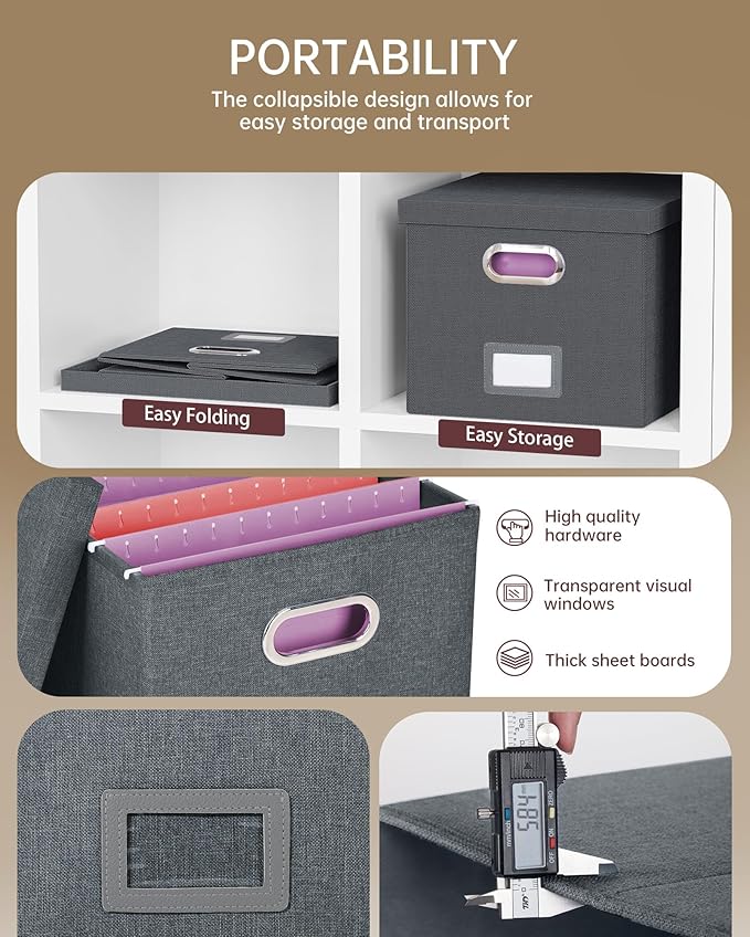2 Pack File Storage Organizer, Filing Box, Portable File Box - Image 2