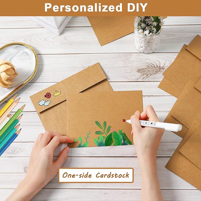 Silunkia 100 Packs Brown Blank Greeting Cards and Envelopes 4 x 6 Heavyweight - Image 4