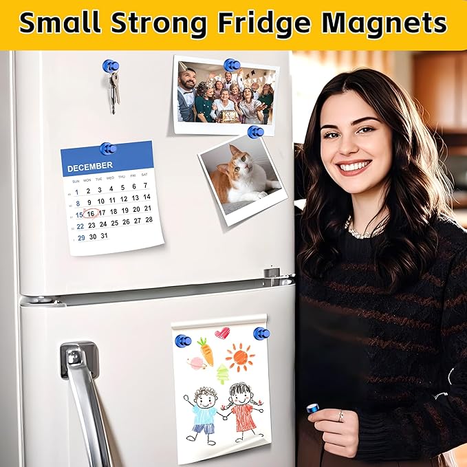 VNDUEEY 16 Pack Blue Fridge Magnets, Refrigerator Magnet Whiteboard Magnets - Image 2